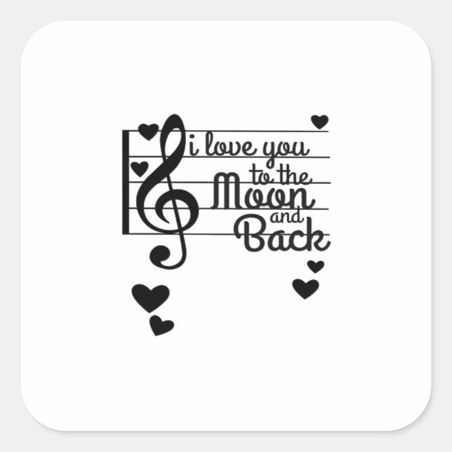 I Love You To The Moon And Back Repeating Love Quo Square Sticker (Front)