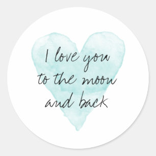 I love you to the moon and back romantic classic round sticker