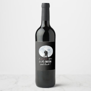 I Love You To The Moon And Back Romantic Design  Wine Label