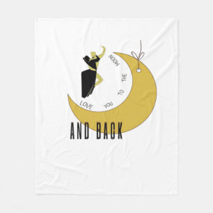 I Love You To The Moon And Back Romantic Quote Des Fleece Blanket