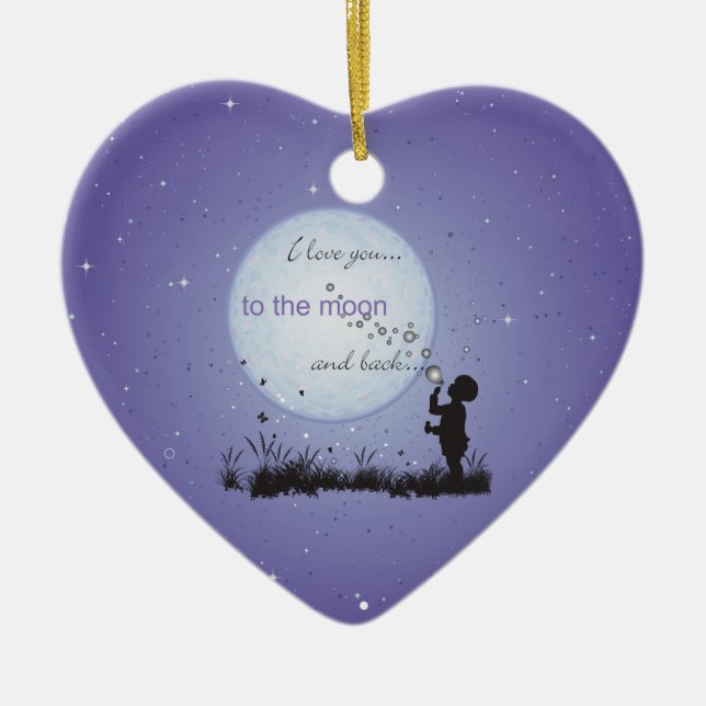 I Love You to the Moon and Back-Unique Gifts Ceramic Tree Decoration (Front)