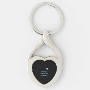 I Love You To The Moon And Back Watercolor Silver  Key Ring