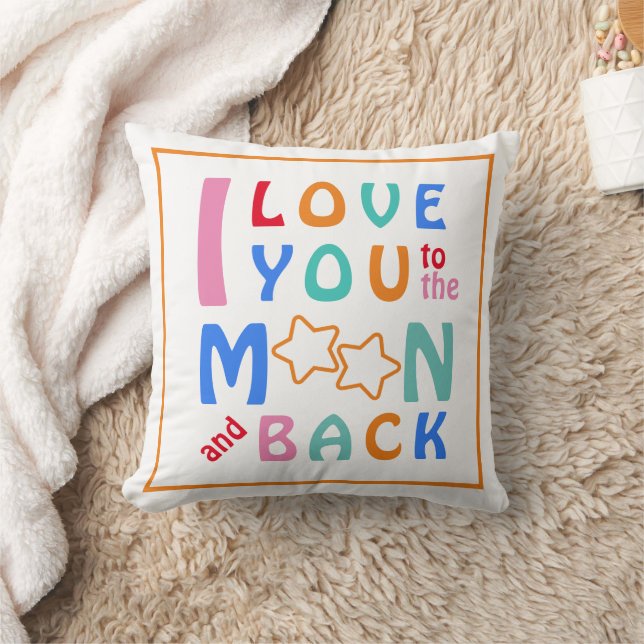 I love you to the Moon & Back Orange Border Cushion (Blanket)