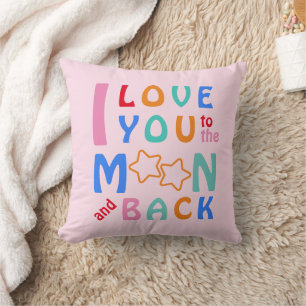 I love you to the Moon & Back-pink background Cushion