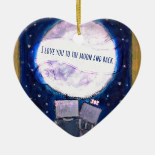 I Love You To The Moon & Back Robots Ceramic Tree Decoration