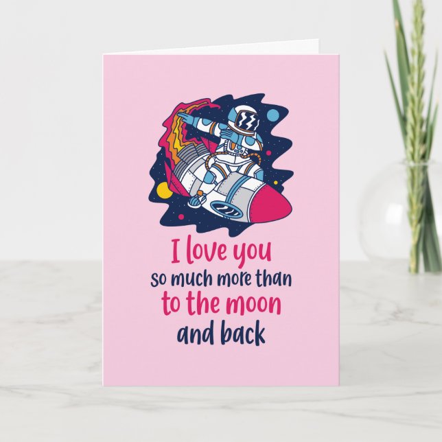 I Love You To The Moon Cute Funny Valentine's Day Holiday Card (Front)