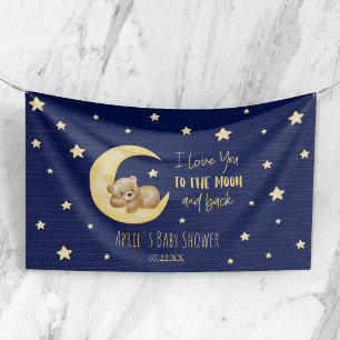 I Love You To The Moon Teddy Bear Baby Shower Banner