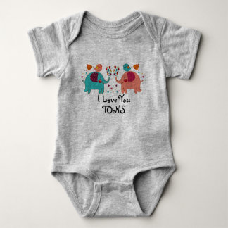 I LOVE YOU TONS Baby clothes - ELEPHANTS LOVE Bodysuit