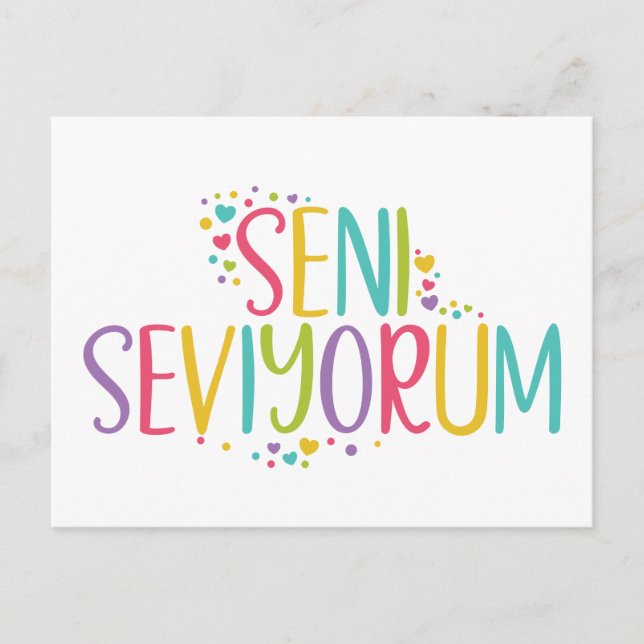 I love you Turkish Seni Seviyorum rainbow Postcard (Front)