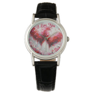 I Love You Two Abstract Hearts Painting Valentine Watch