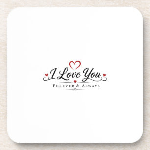 I Love You Typography Design Coaster
