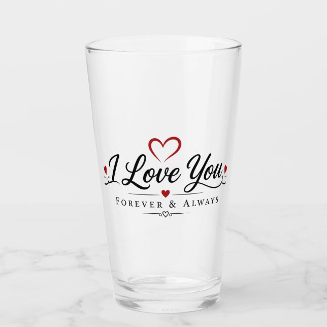 I Love You Typography Design Glass (Front)