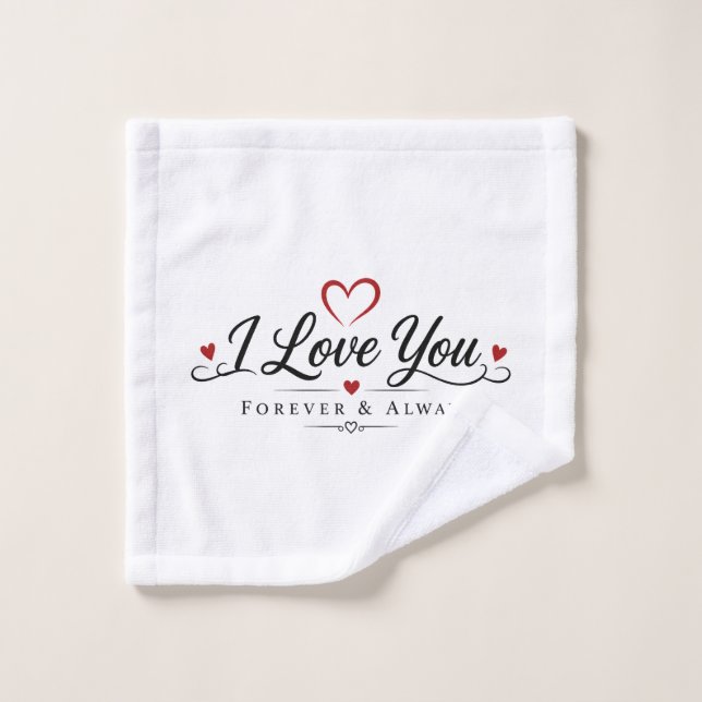 I Love You Typography Design Wash Cloth (Wash Cloth)