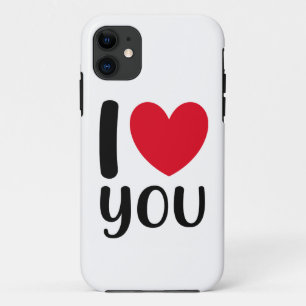I Love You Typography Heart Red Black Valentine's Case-Mate iPhone Case