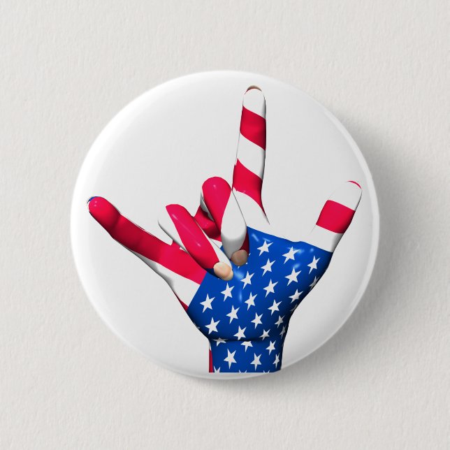 I Love You USA Flag Button (Front)