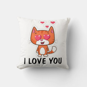 I LOVE YOU, VALENTIE'S DAY CAT PILLOWS