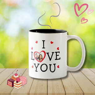"I love you" Valentine custom photo Two-Tone Coffee Mug