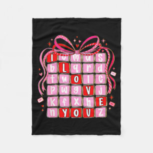 I Love You Valentine Kids Preppy Valentine's Day L Fleece Blanket