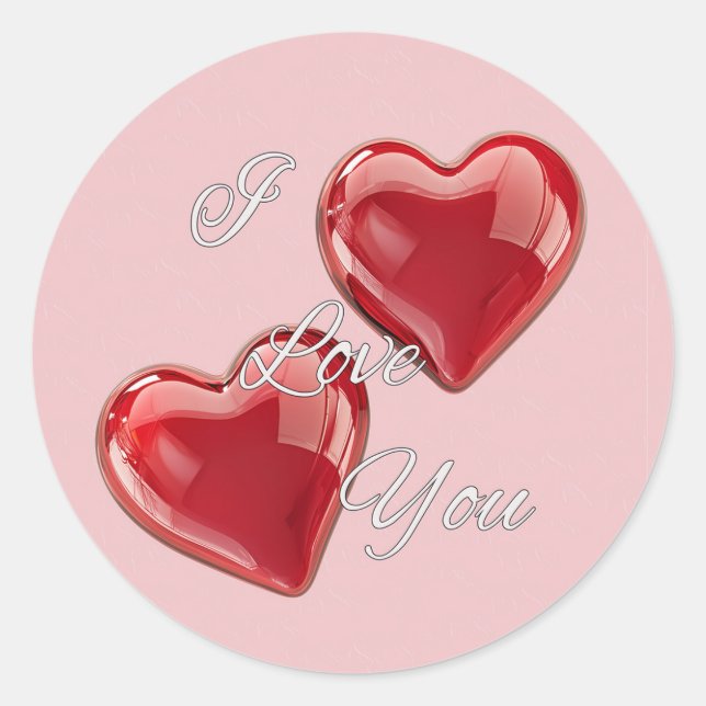 I Love You - Valentines Day Classic Round Sticker (Front)