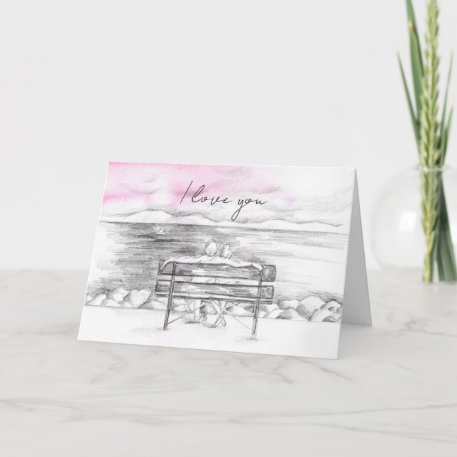 I Love You Valentine's Day Couple Lake Sailing Card (Front)