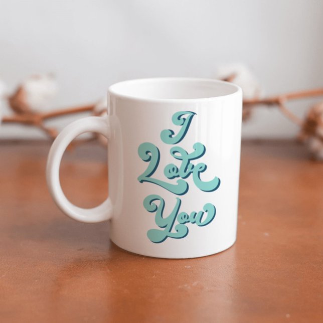 I Love You Valentine's Day Cup Retro Light Teal (Creator Uploaded)