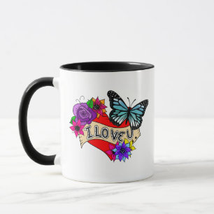 I Love You   Valentine's Day Heart and Rose Mug