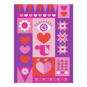 I Love You Valentine's Day - Pink Purple Red Poster
