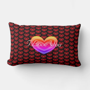 I Love You Valentine's Day With Hearts Lumbar Cushion