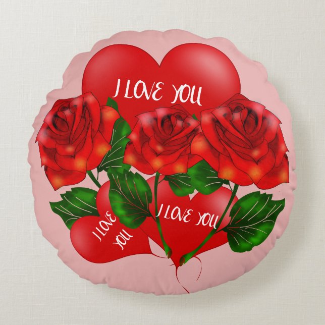 I love you - Valentine's round pillow (Front)