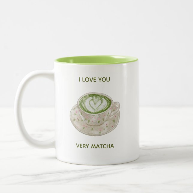 I Love You Very Matcha Two-Tone Coffee Mug (Left)
