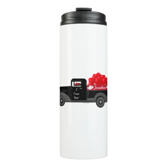 I Love You! Vintage Truck Thermal Tumbler Glass (Front)