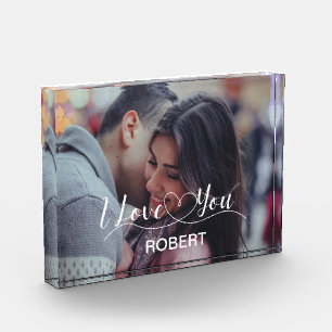 I love you w/ custom text photo block