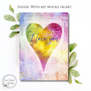 I Love You Watercolor Heart Valentine's Day Card