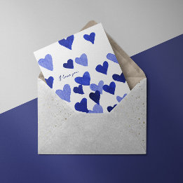 I love you Watercolor Hearts – blue Card