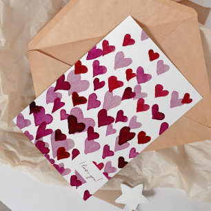 I love you watercolor hearts holiday card