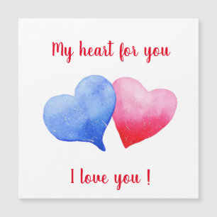 I love you watercolor red and blue heart