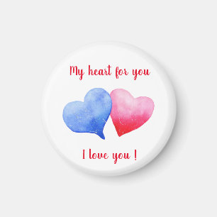 I love you watercolor red and blue heart       magnet