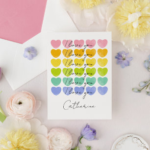 I Love You Watercolour Hearts Valentine Holiday Card