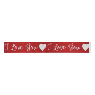 I Love You White Glitter Valentine's Grosgrain Rib Ribbon