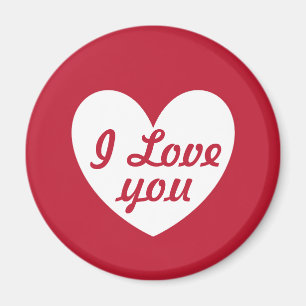 "I love you" White heart on red Magnet