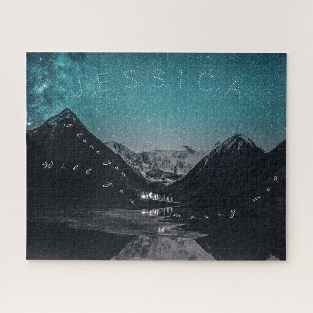 I Love You Will You Marry Me? Mountains by Lake Jigsaw Puzzle (Horizontal)