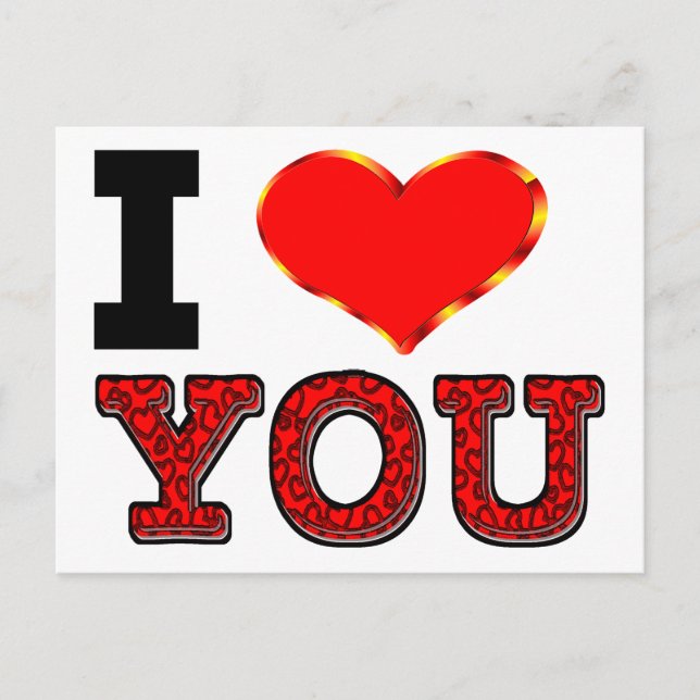 I Love You with 3D Heart Postcard (Front)