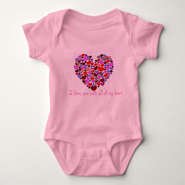 I love you with all of my heart baby bodysuit (Front)
