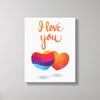 I love You with Couple of Hearts Canvas Print
