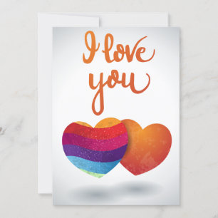 I love You with Couple of Hearts Invitation