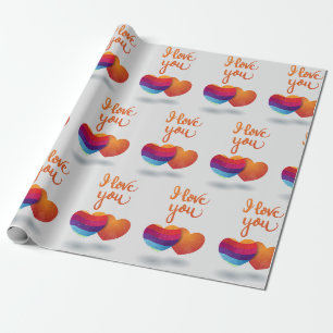 I love You with Couple of Hearts Wrapping Paper