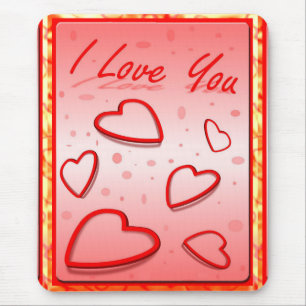 I Love You with Hearts Pink Background Mouse Pad
