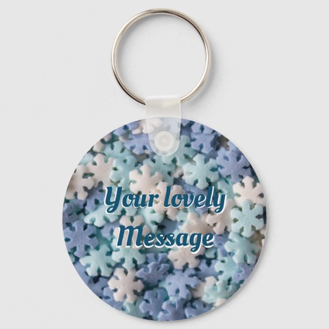 I love you with lovely snowflakes message! key ring (Front)