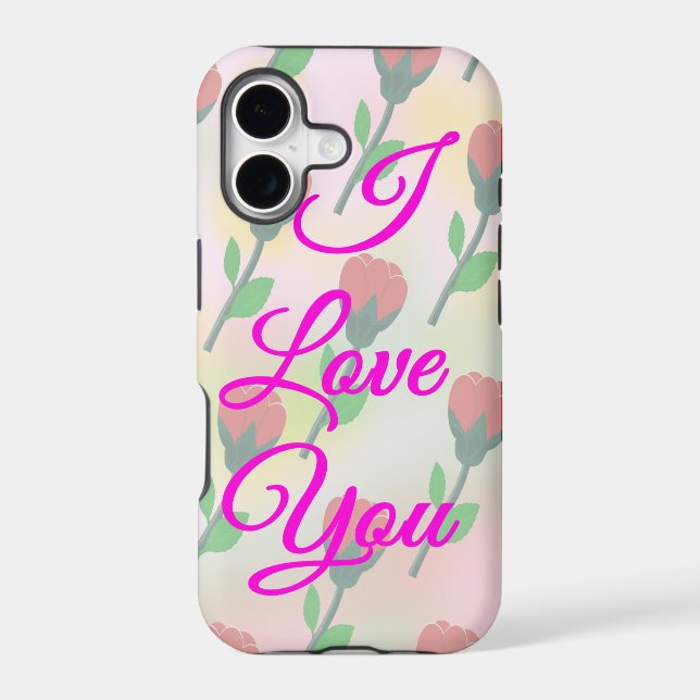 I Love You with Red Flowers Pattern (Back)