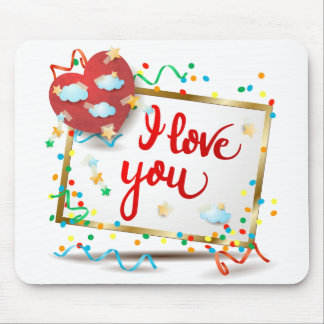 I Love You with Red Heart Mouse Pad